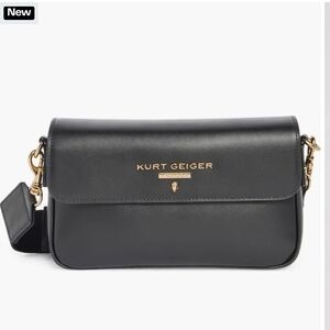 Kurt Geiger Black Leather Crossbody with Gold Hardware